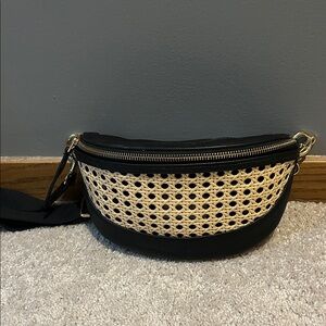 Black and Tan Woven Crossbody Bag